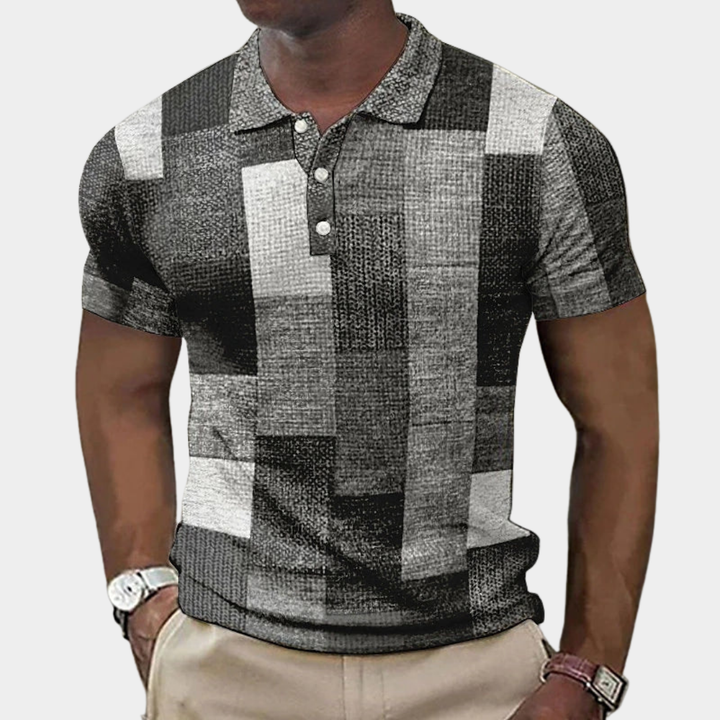 Men's Colour Block Knit Polo Shirt