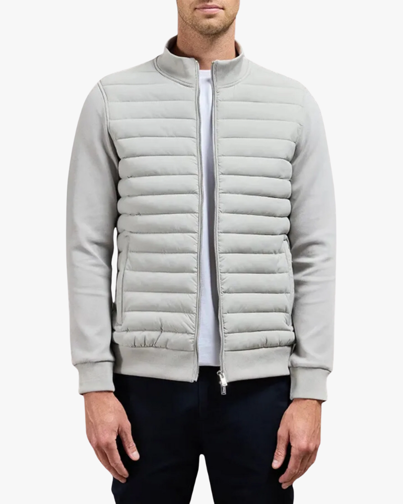 Men's Quilted Zip Jacket with Stand Collar