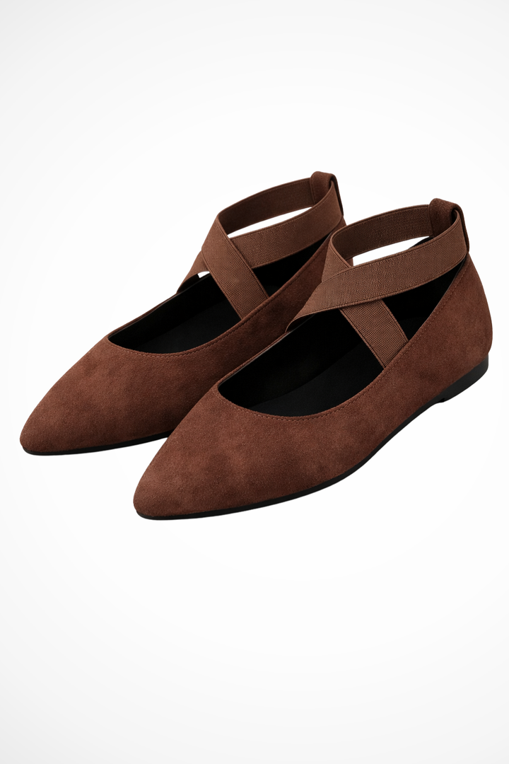 Women's Pointed Toe Ballet Cross Strap Slip-On Comfort Shoes
