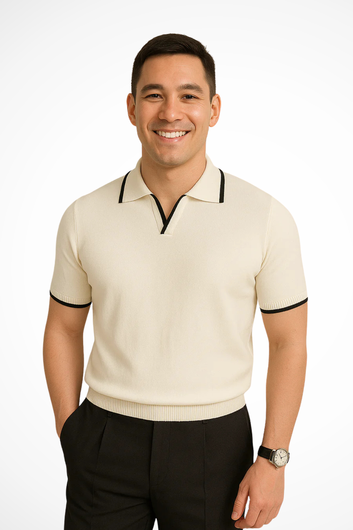 Slim Fit Knit Men’s Polo Shirt with Contrast Trim
