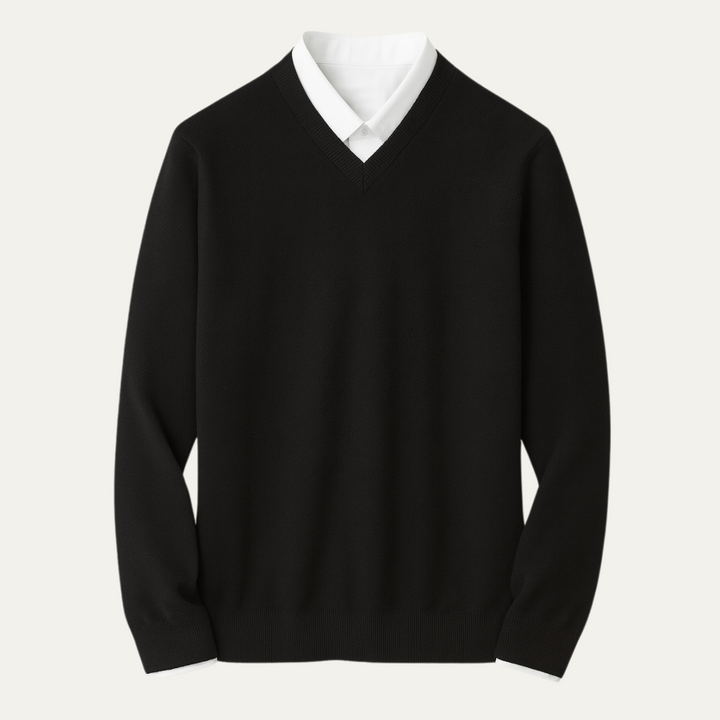 Men's Beige Cashmere Jumper with Relaxed Fit