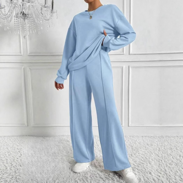 Women's High-Waisted Long Sleeve Two-Piece Set – Bleu Ciel