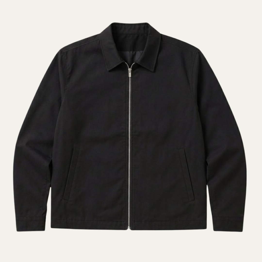 Men's Bomber Jacket with Zip Front and Side Pockets and Collar