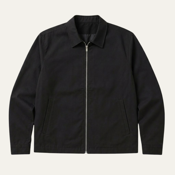 Men's Bomber Jacket with Zip Front and Side Pockets and Collar