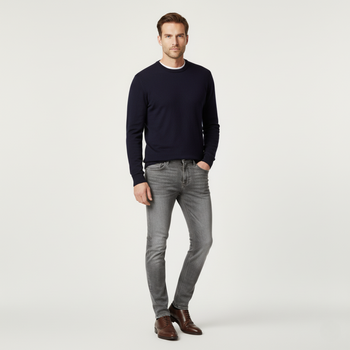 Men's Denim Jeans with Slim Fit and Side Pockets