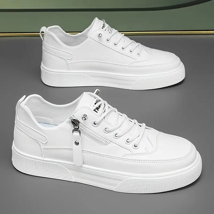 Stylish Leather Men’s Trainers with Side Zip