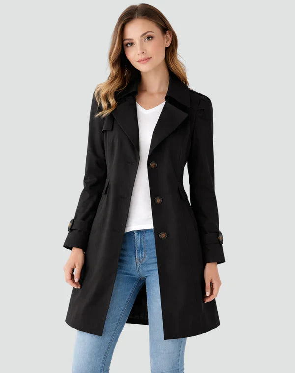 Women's Slim Fit Lapel Collar Trench Coat