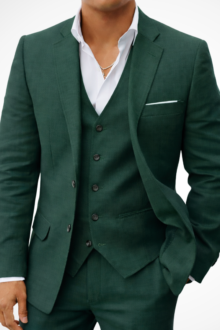 Justin | Men Three Piece Linen Summer Wedding Guest Suit