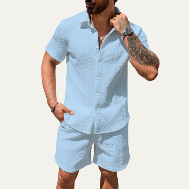 Men's Textured Shirt and Shorts Two-Piece Set - photo 6