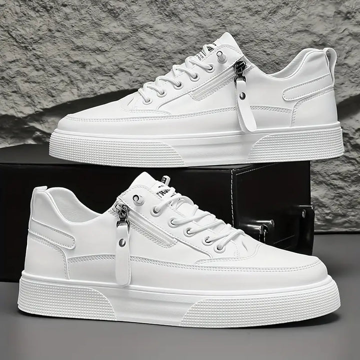 Stylish Leather Men’s Trainers with Side Zip
