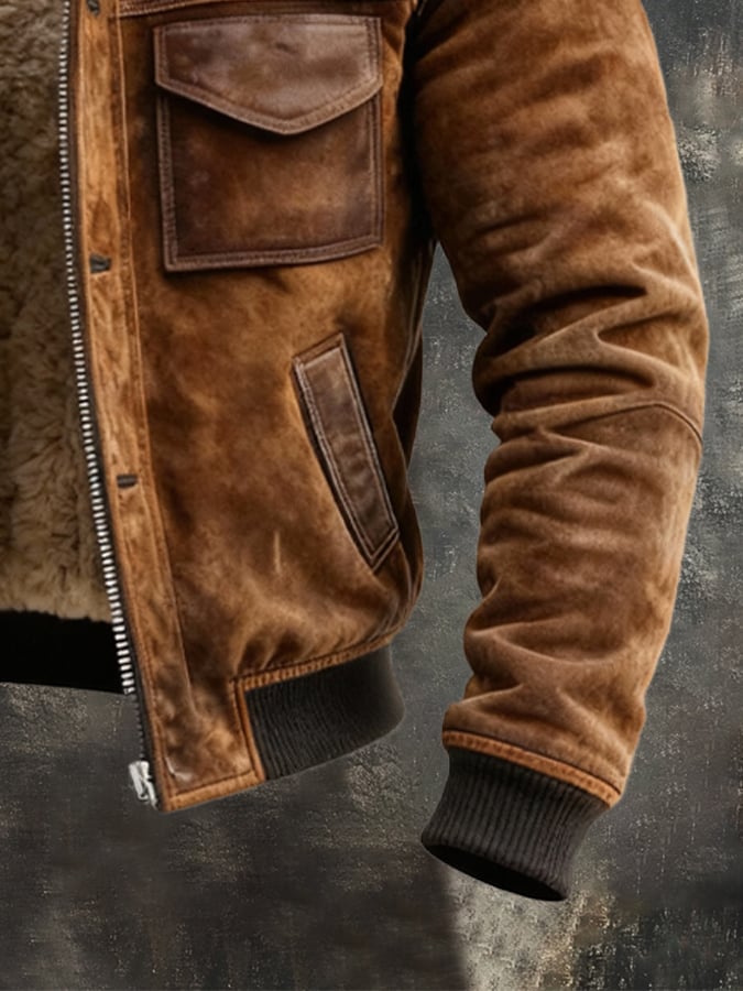 Men's Sherpa Lined Jacket with Zip Front