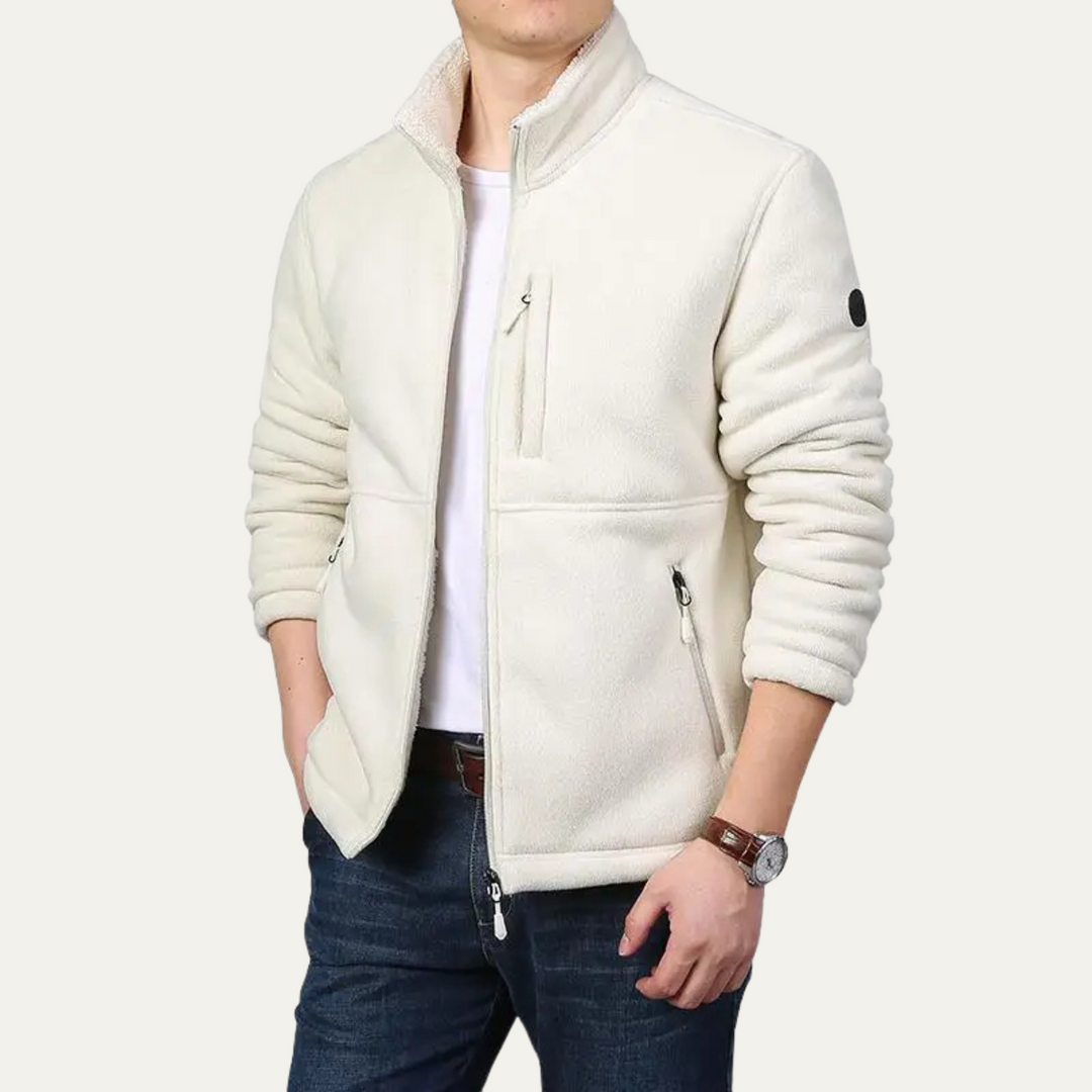 Men's Jacket with Zip Front and Side Pockets