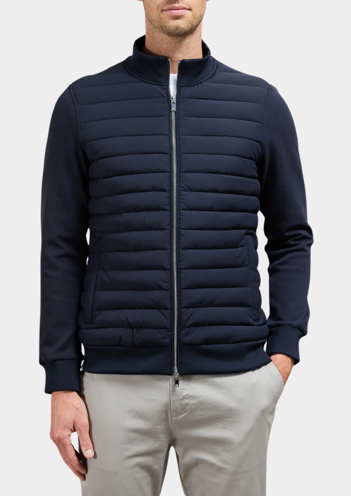 Men's Quilted Zip Jacket with Stand Collar