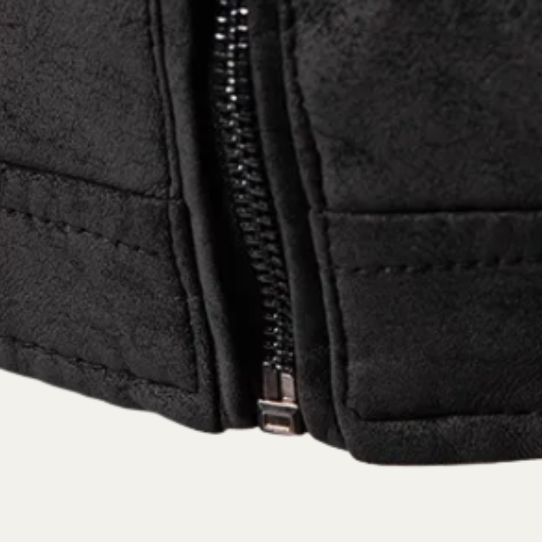 Men’s Casual Zip Up Leather Biker Jacket