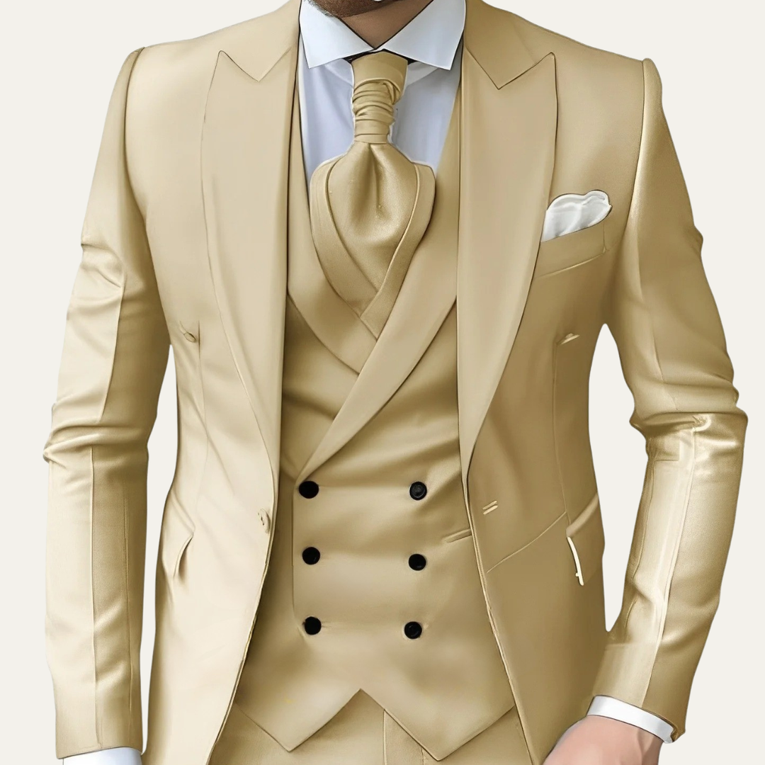 The Bogliasco Men’s 3 Piece Suit – Slim Fit Timeless Wedding & Dinner Suit Set