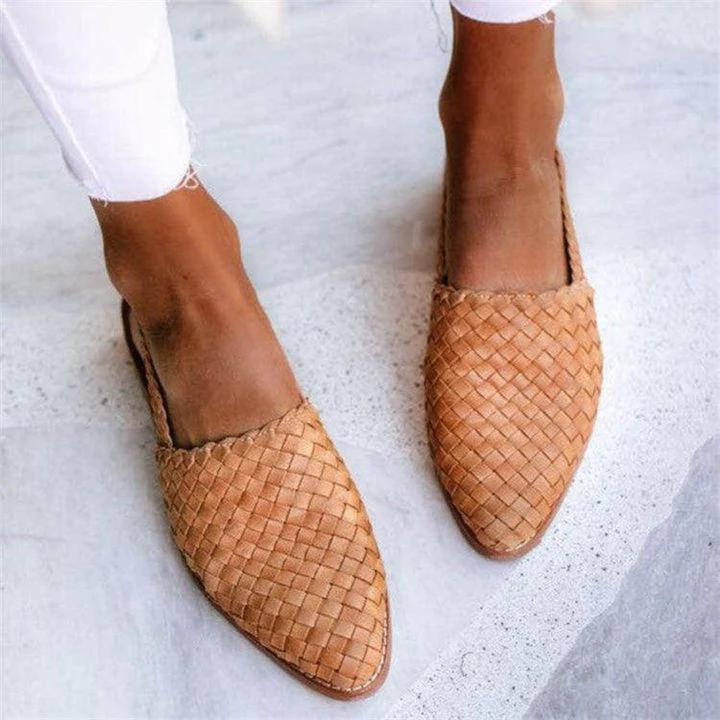 Women's Woven Slip-On Slingback Pointed Toe Flats