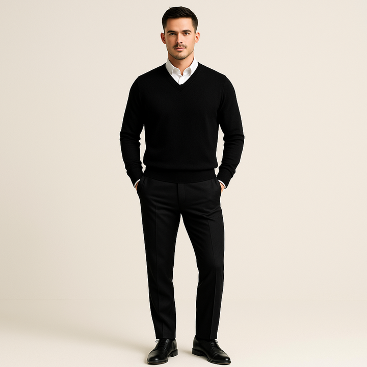 Men's Beige Cashmere Jumper with Relaxed Fit