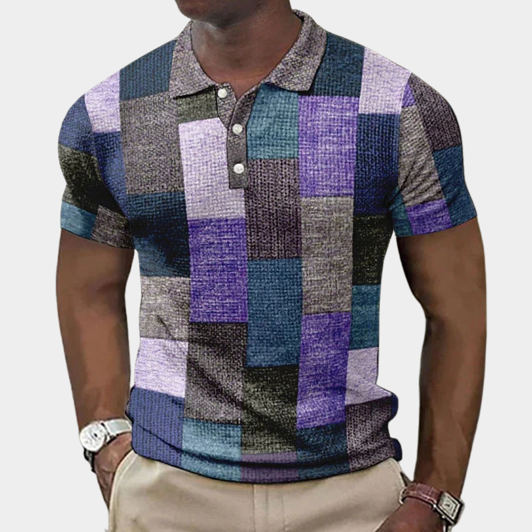 Men's Colour Block Knit Polo Shirt