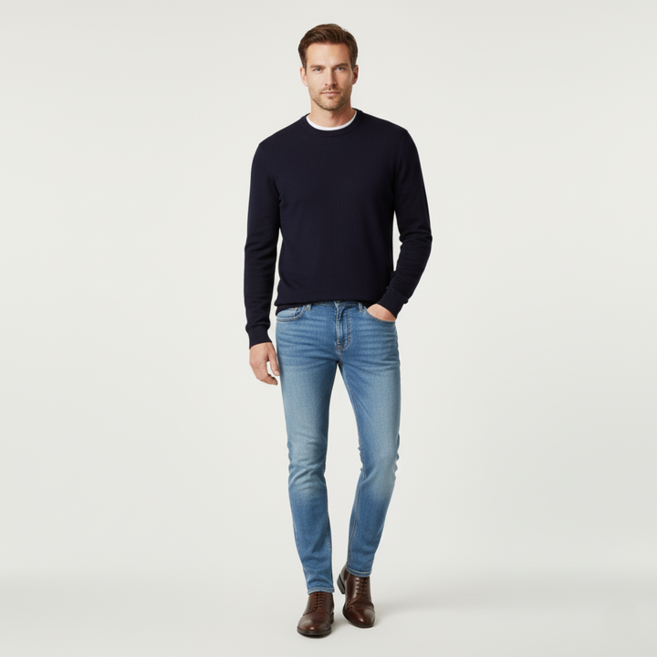 Men's Denim Jeans with Slim Fit and Side Pockets