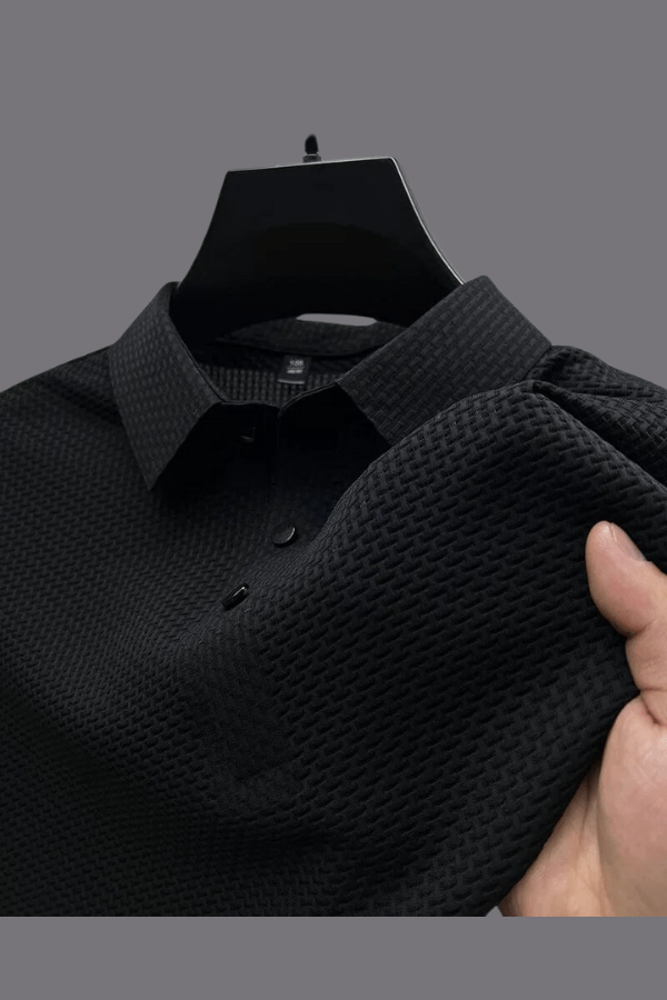 Reige - Men’s Polo Shirt Short Sleeve Textured Breathable Summer Casual Shirt