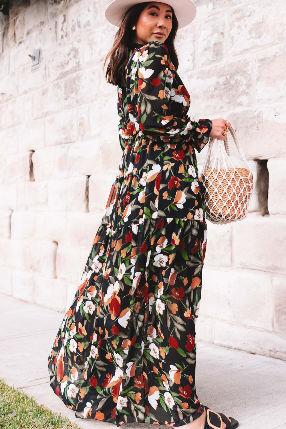 Aveline - Wild Lotus Ruffle Tiered Maxi Dress
