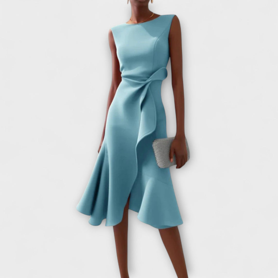 Sheila - Women's Draped Asymmetric Midi Dress