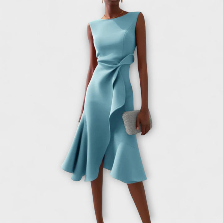 Sheila - Women's Draped Asymmetric Midi Dress