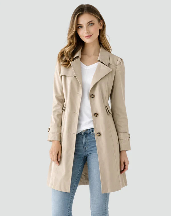 Women's Slim Fit Lapel Collar Trench Coat