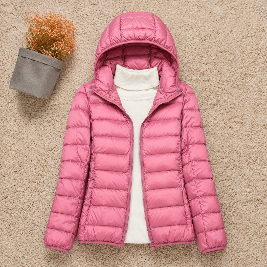 Carlo - Women's Puffer Jacket with Hood - Pink