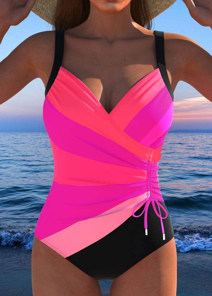 Women's Printed Surplice Swimsuit with Tummy Control