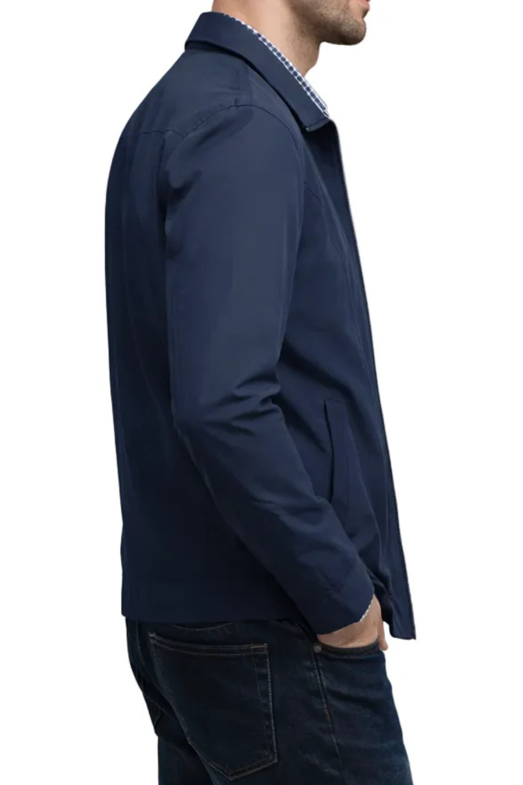 Alastair | Men Collared Harrington Jacket with Check Lining