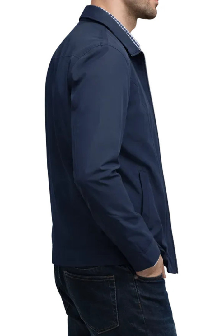 Alastair | Men Collared Harrington Jacket with Check Lining