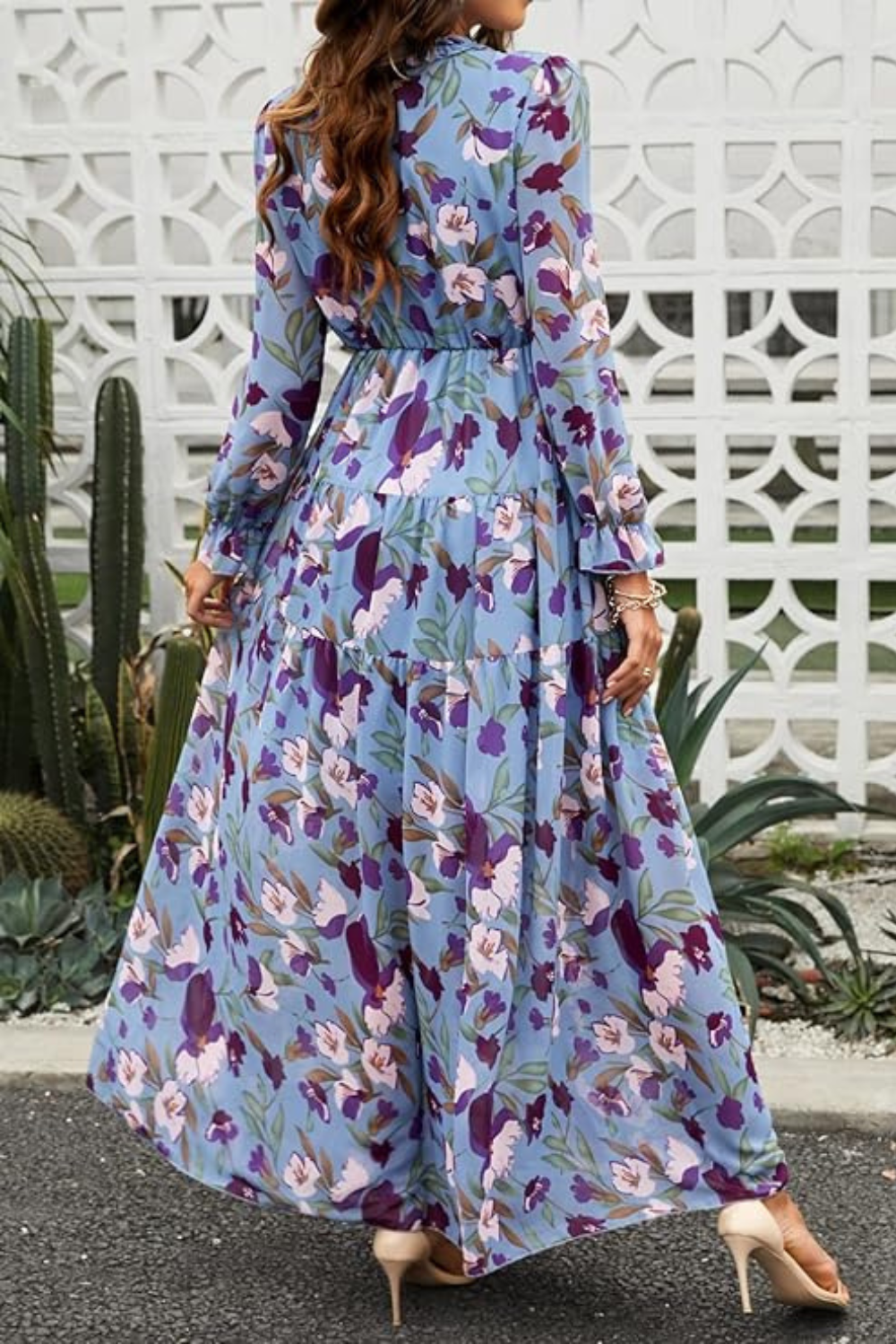 Aveline - Wild Lotus Ruffle Tiered Maxi Dress