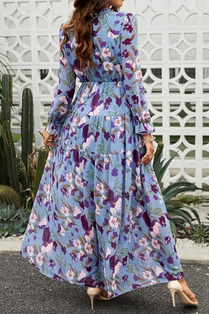 Aveline - Wild Lotus Ruffle Tiered Maxi Dress