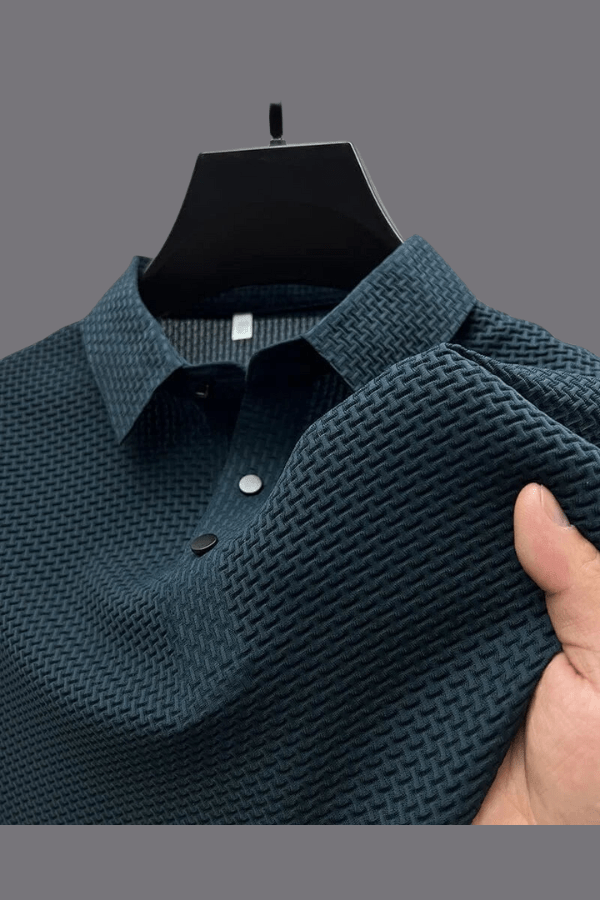 Reige - Men’s Polo Shirt Short Sleeve Textured Breathable Summer Casual Shirt