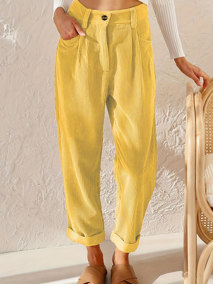 Women's High-Waisted Relaxed Trousers – Yellow