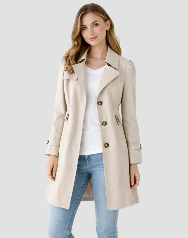 Women's Slim Fit Lapel Collar Trench Coat