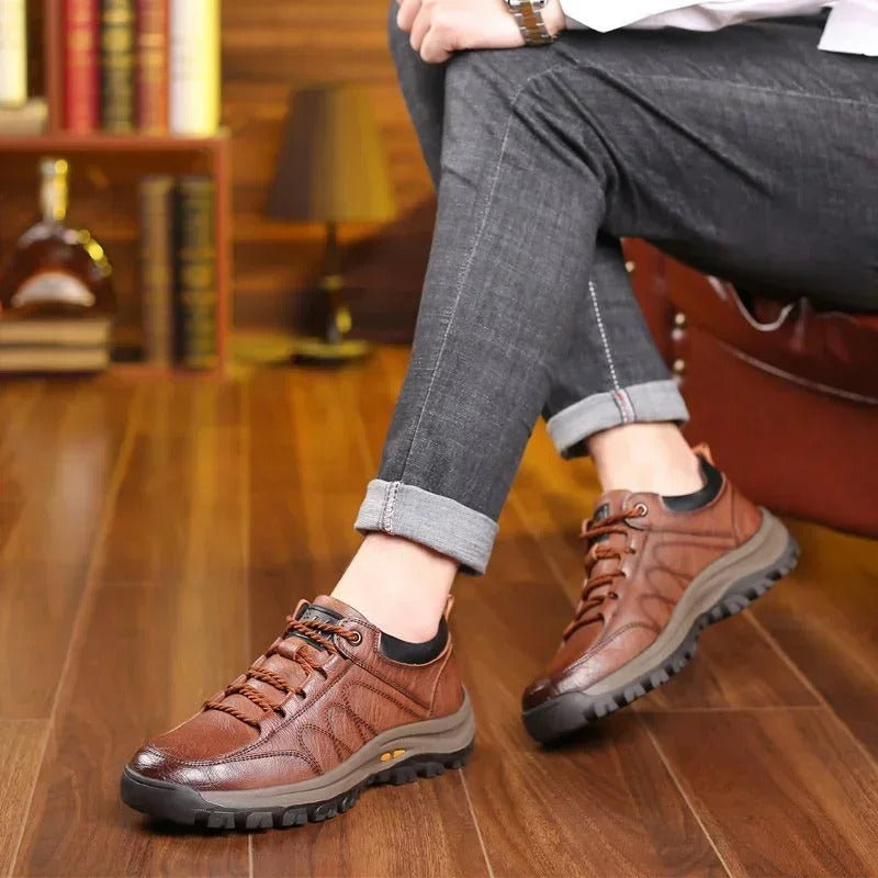 Men's Leather Lace-Up Shoes with Grip Sole