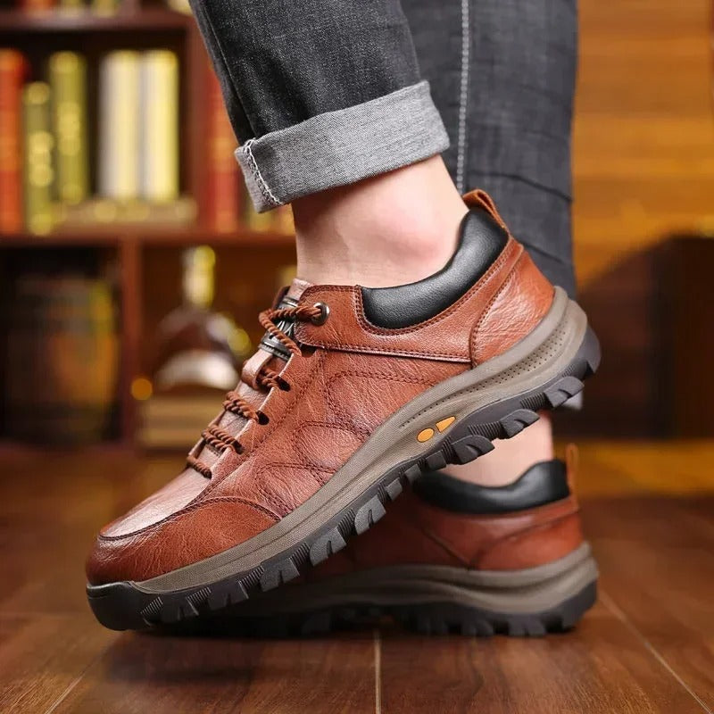 Men's Leather Lace-Up Shoes with Grip Sole