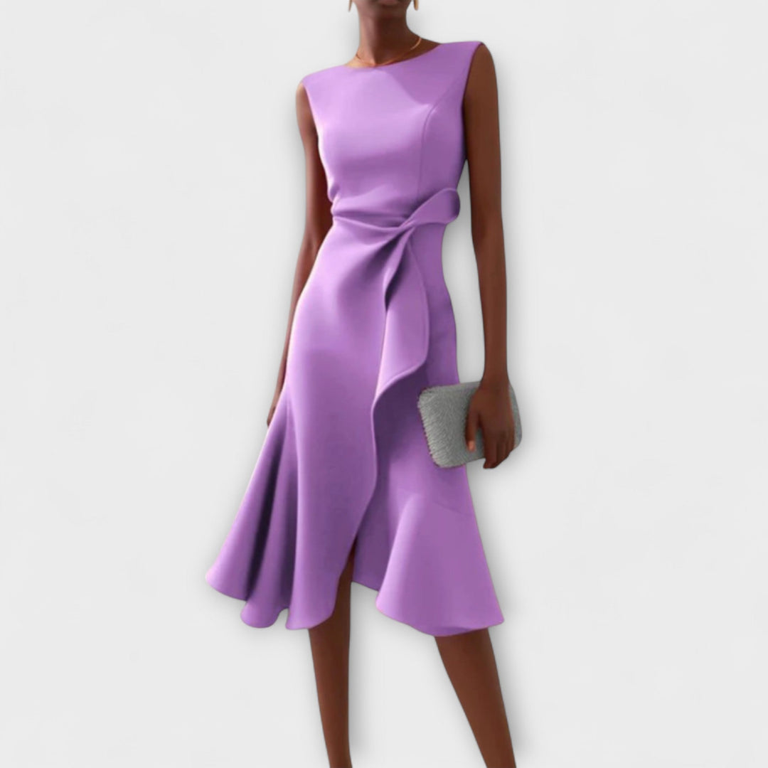 Sheila - Women's Draped Asymmetric Midi Dress