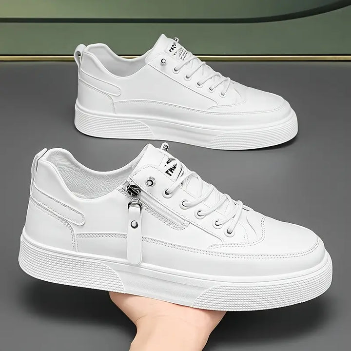 Stylish Leather Men’s Trainers with Side Zip