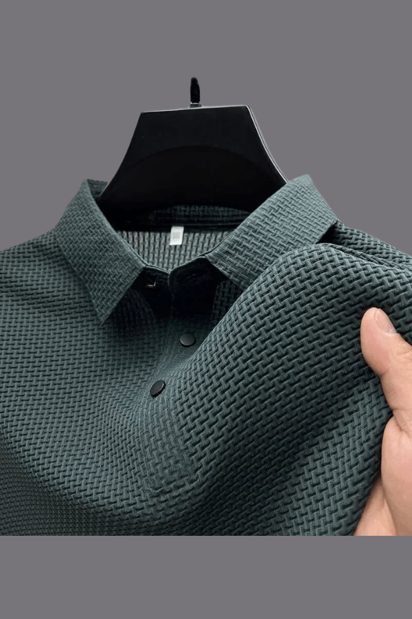Reige - Men’s Polo Shirt Short Sleeve Textured Breathable Summer Casual Shirt