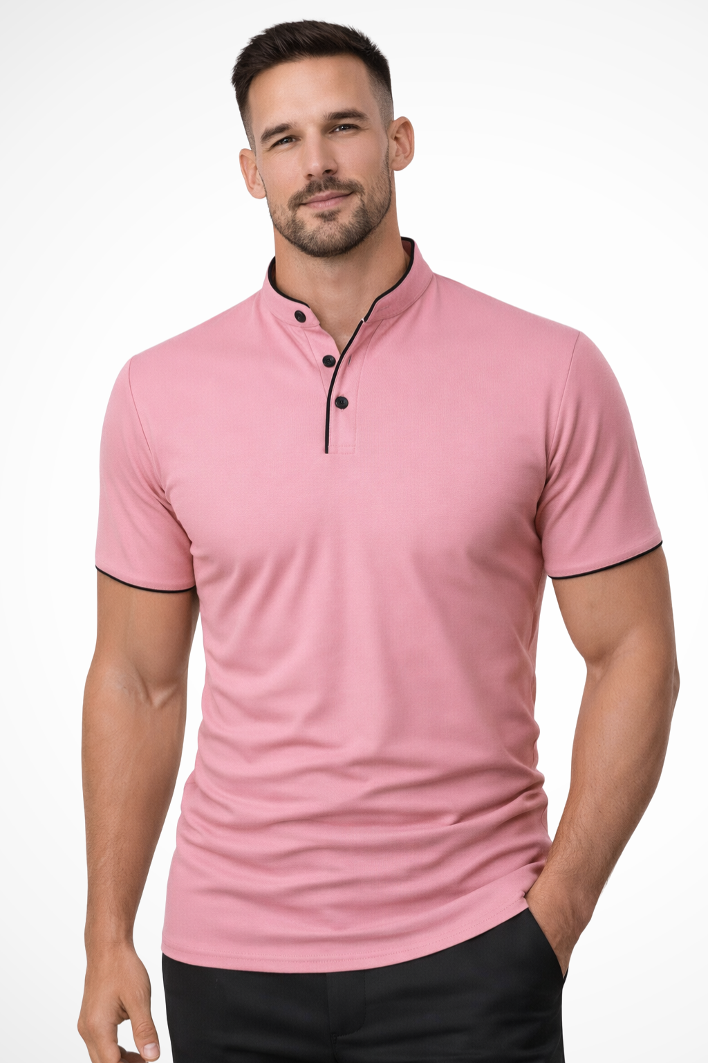 Rafferty | Men Collarless Short Sleeve Polo Shirt