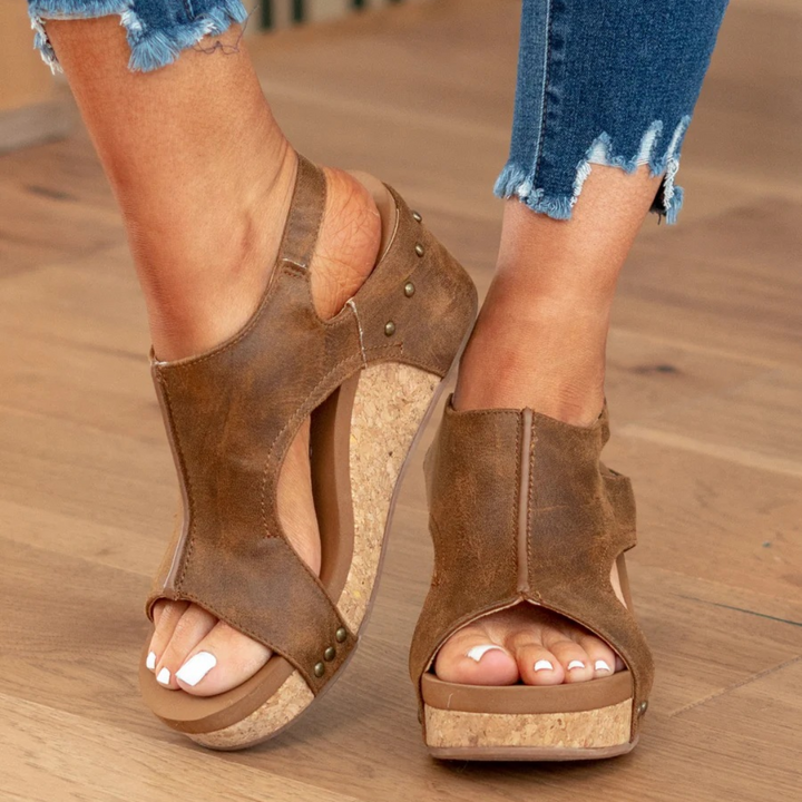 Women's Comfort Wedge Sandals with Slingback Strap