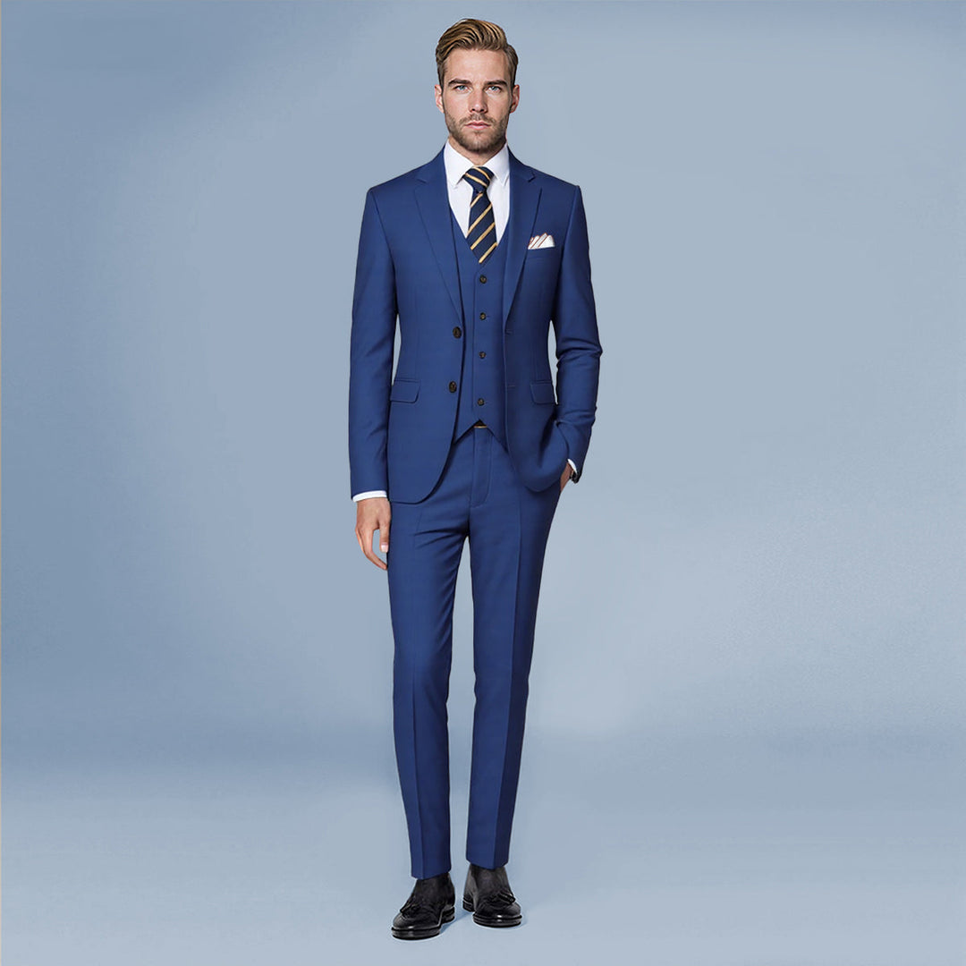 3-Piece Solid Two-Button Suit Navy N1832 Series