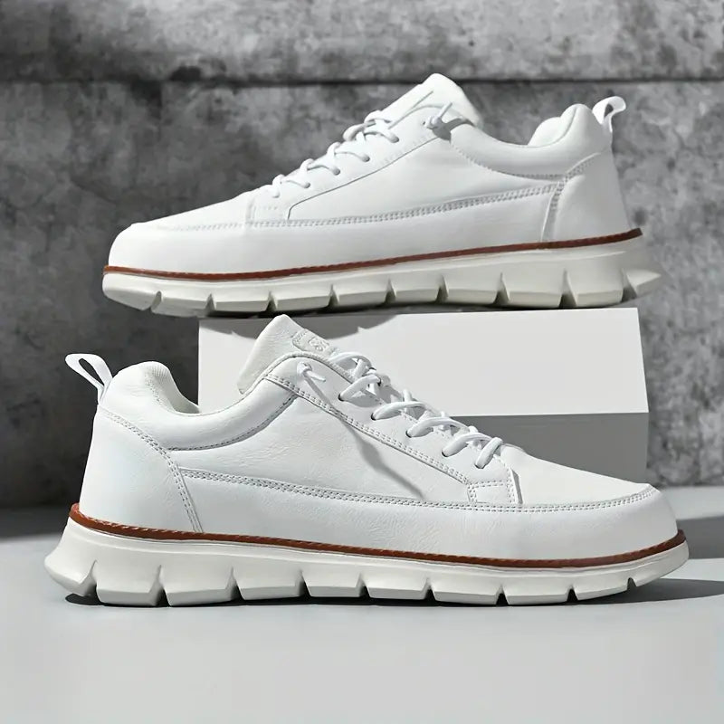 Men's Leather Trainers with Cushioned Sole