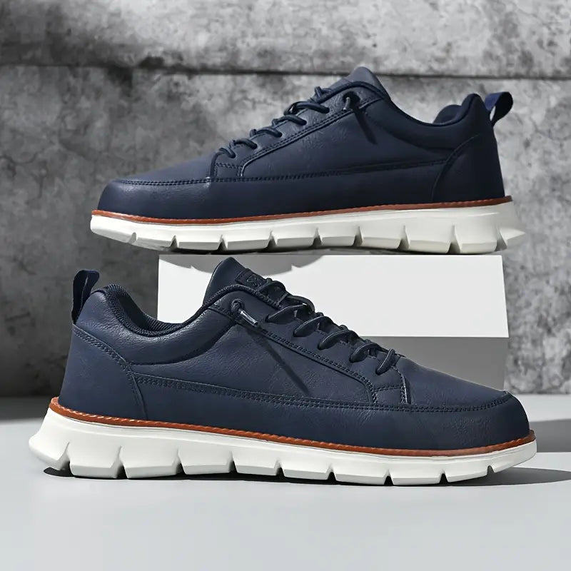 Men's Leather Trainers with Cushioned Sole