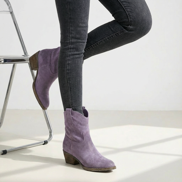 Stylish Women’s Western Ankle Boots with Block Heel