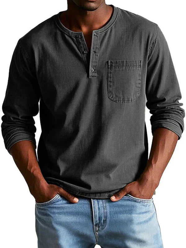 Ethan | Men’s Casual Long Sleeve Henley Shirt