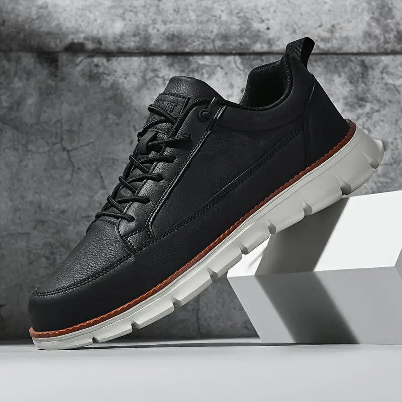 Men's Leather Trainers with Cushioned Sole